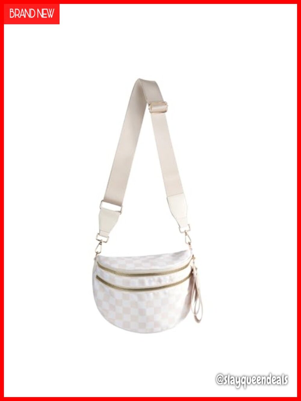 Checkered Nylon Crossbody Bag Bum Bag Fanny Pack Adjustable Strap